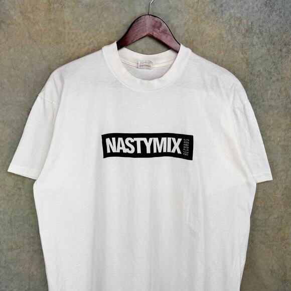 VTG 1989 Nastymix Records T Shirt Sz XL White Single Stitch Sir Mix A Lot Rap - Picture 3 of 7